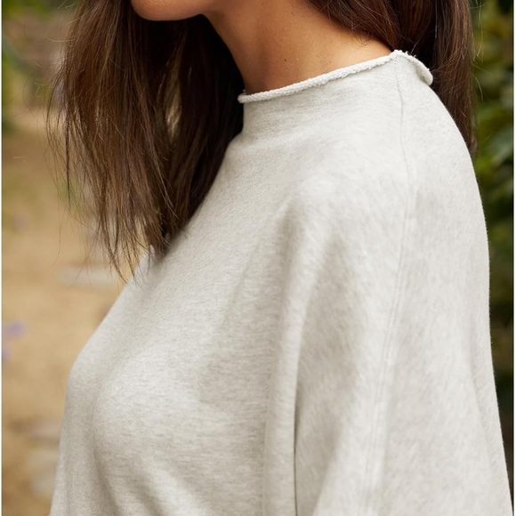 Two Piece Batwing Short Sleeve Mock Neck Pullover Top Wide Leg Pants Lounge Set - Picture 6 of 6